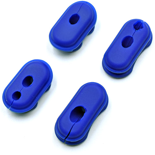 Set med blå gummikabelskydd för kablar